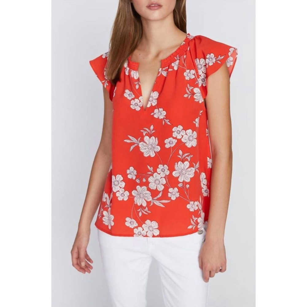Women's Sanctuary Red Floral Ruffle Sleeve Blouse Size S